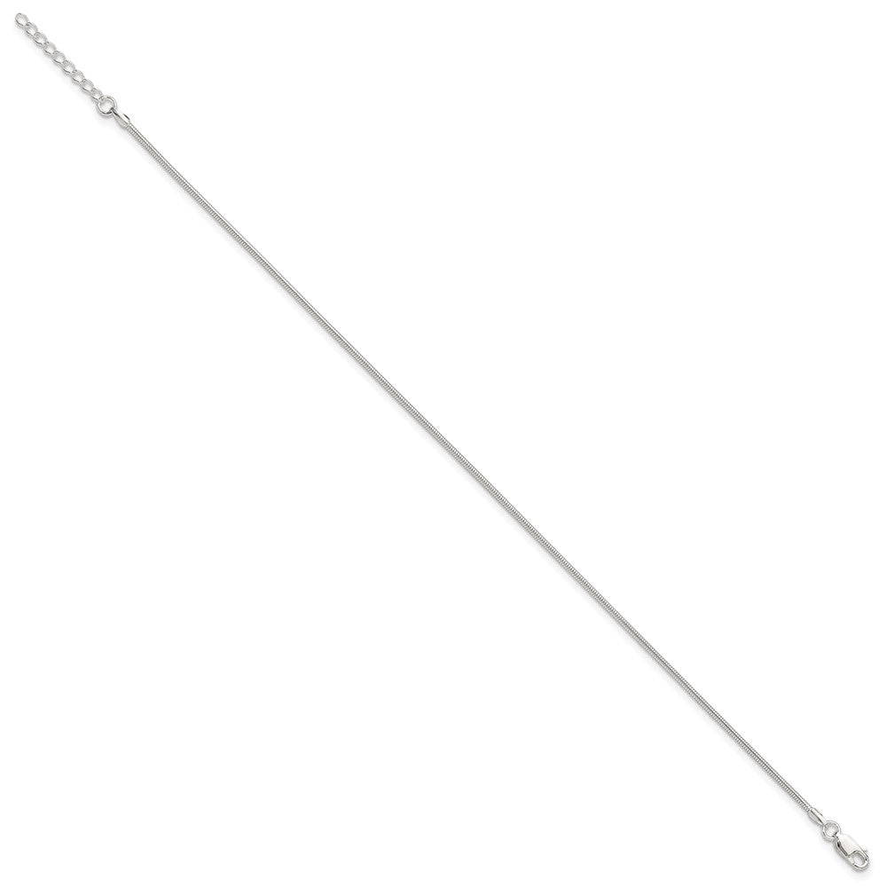 Sterling Silver Round Snake Chain Plus ext. Anklet