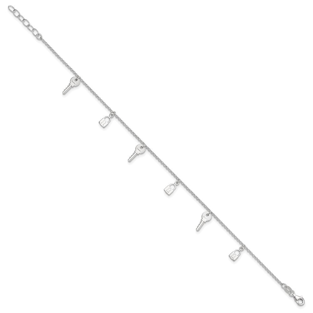 Sterling Silver Lock and Key Plus Extender - Total Anklet