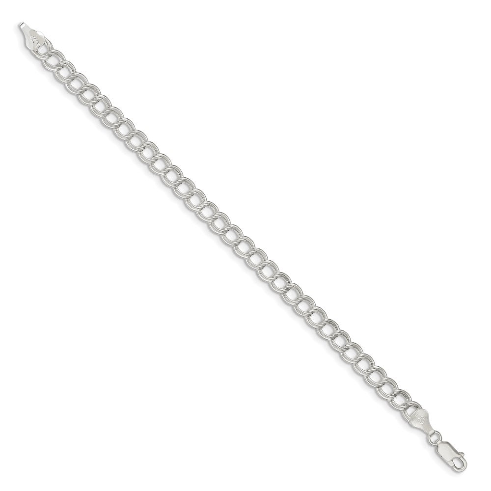 Sterling Silver Semi-Solid Double Link Charm Bracelet