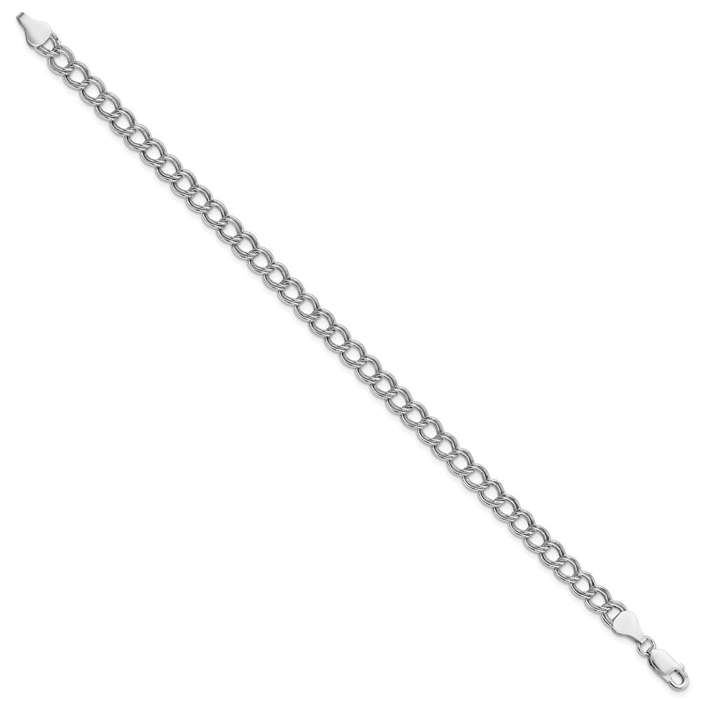 Amore La Vita Sterling Silver Rhodium-plated Polished Double Link with Lobster Clasp Charm Bracelet