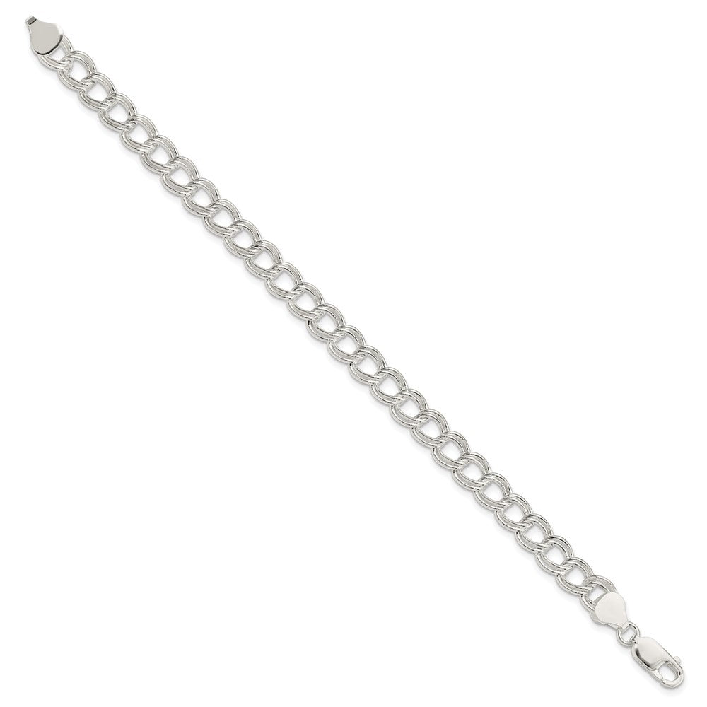 Sterling Silver Semi-Solid Double Link Charm Bracelet