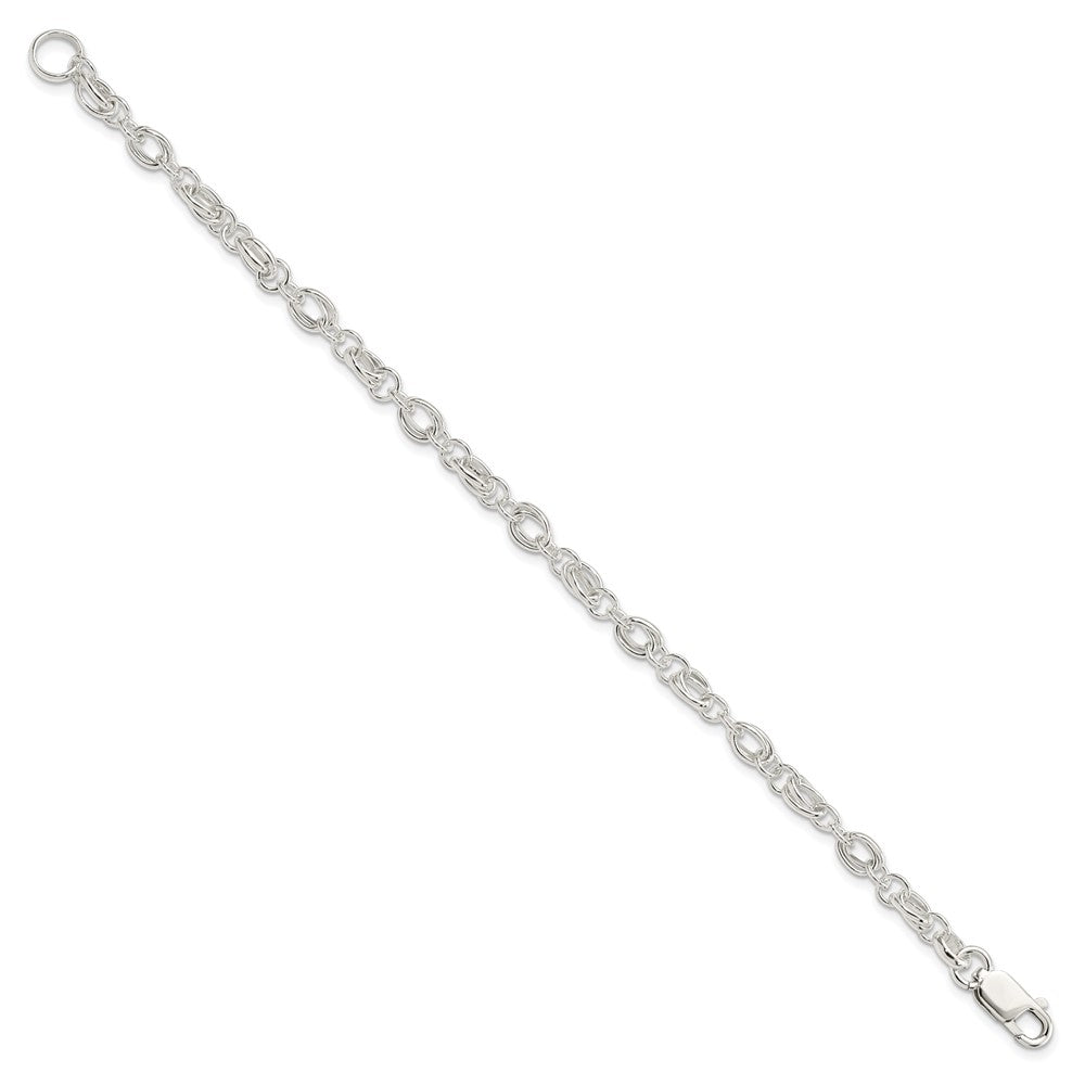 Sterling Silver Solid Fancy Link Bracelet