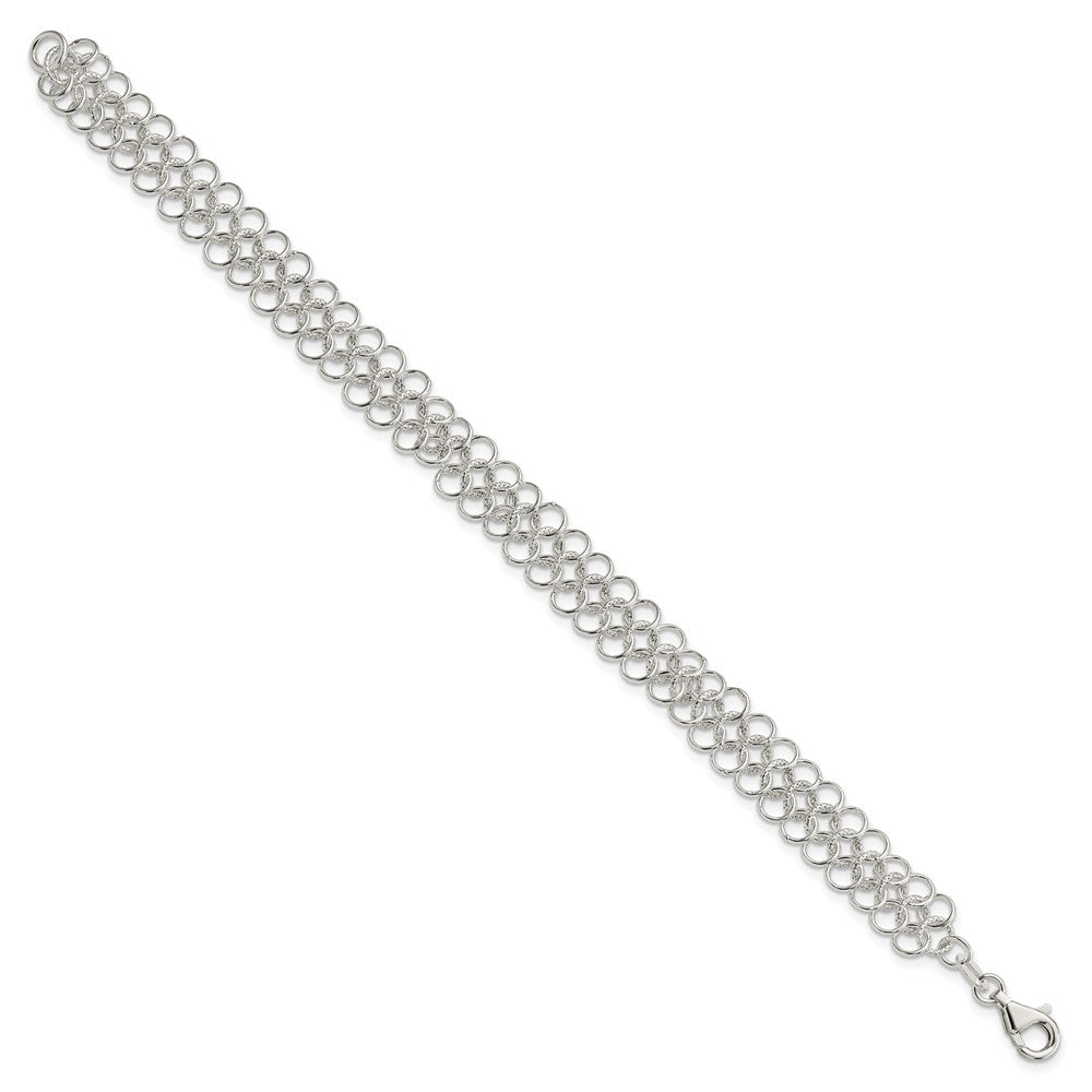 Sterling Silver Polished and Textured Solid Multi-Link Bracelet