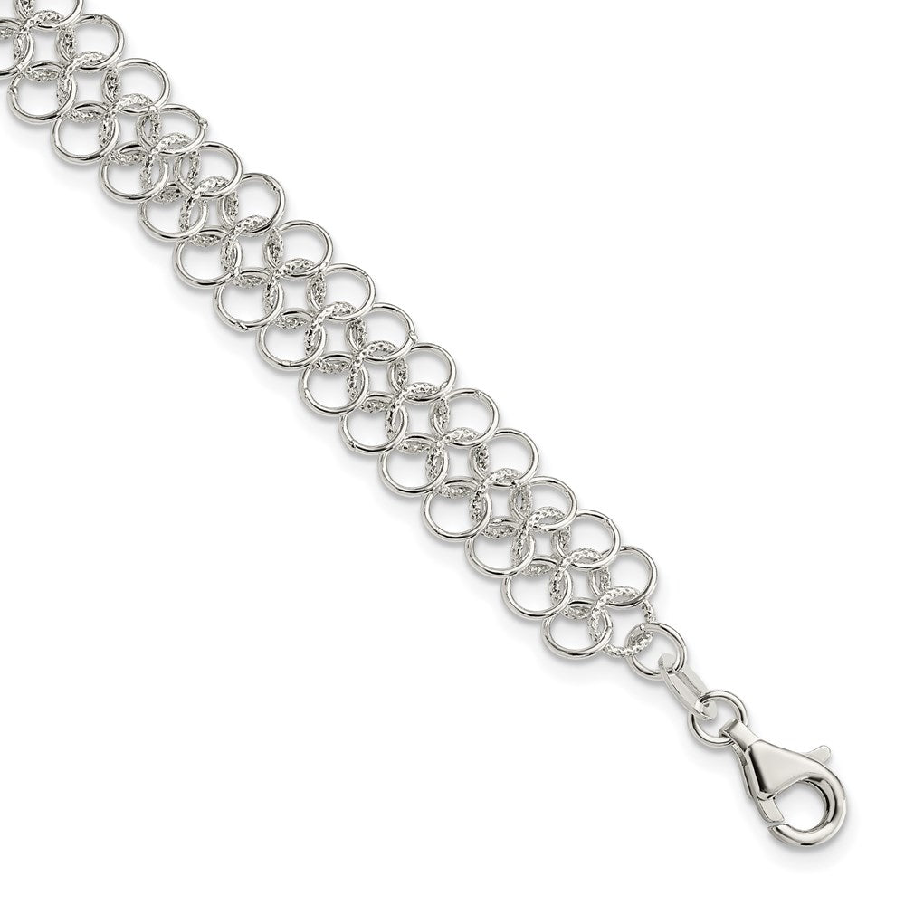 Sterling Silver Polished and Textured Solid Multi-Link Bracelet