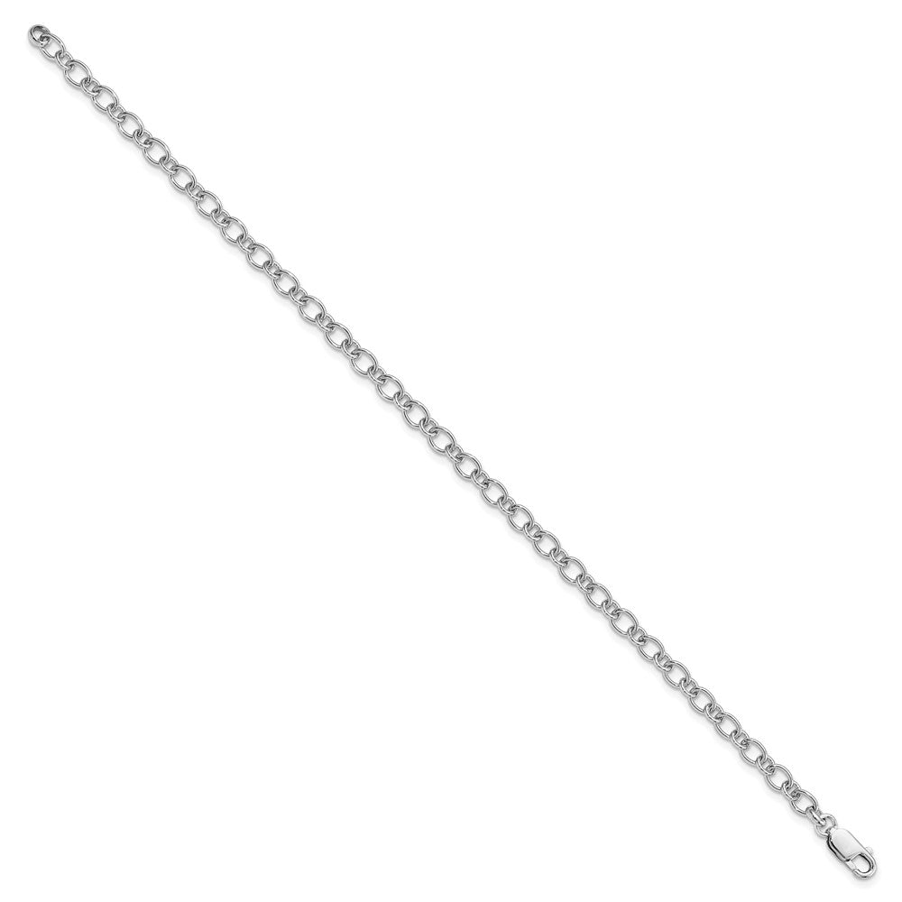 Amore La Vita Sterling Silver Rhodium-plated Polished Oval and Round Link with Lobster Clasp Charm Anklet