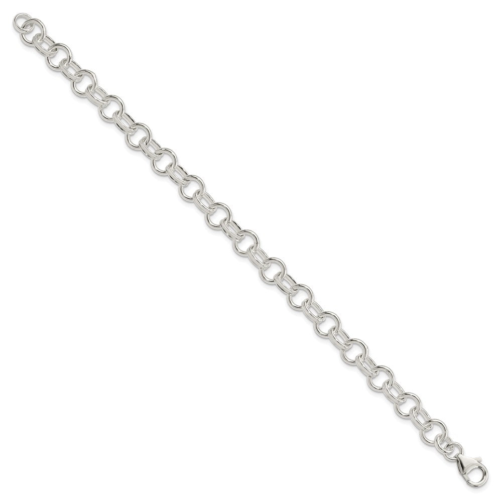 Sterling Silver Solid Fancy Rolo Link Bracelet