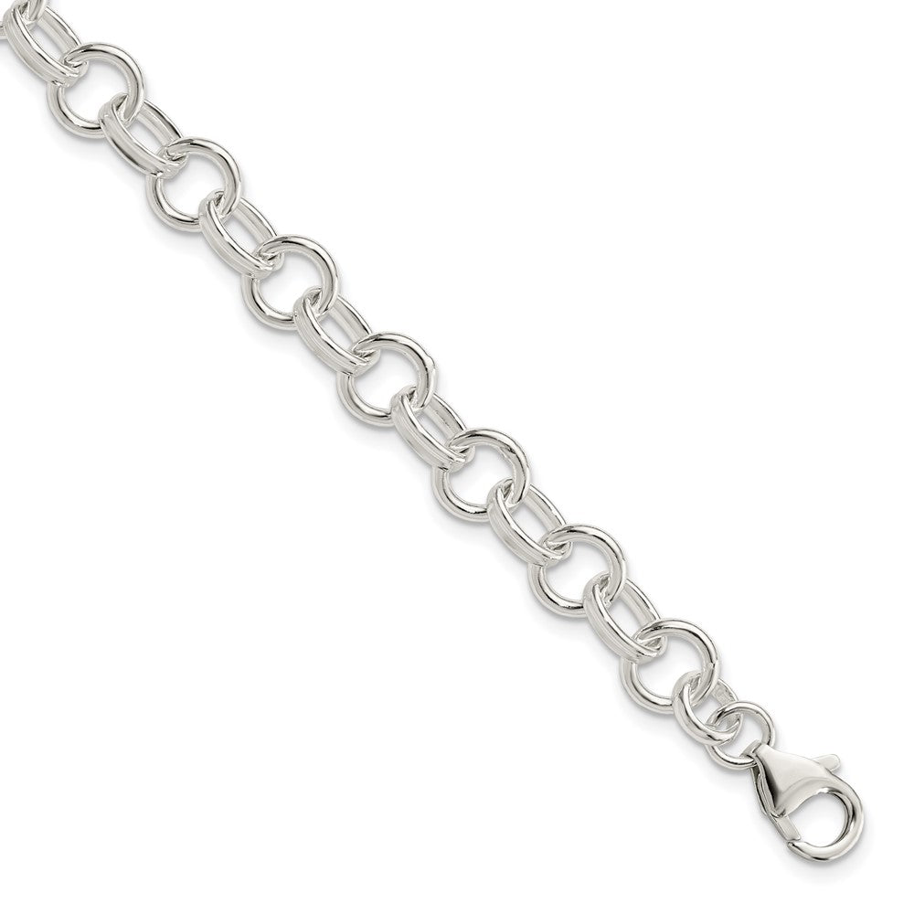 Sterling Silver Solid Fancy Rolo Link Bracelet