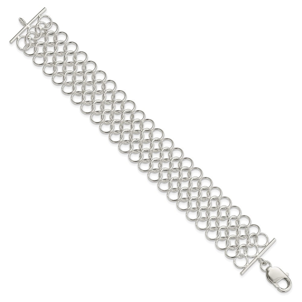 Sterling Silver Polished Solid Multi-Link Chain Mail Bracelet