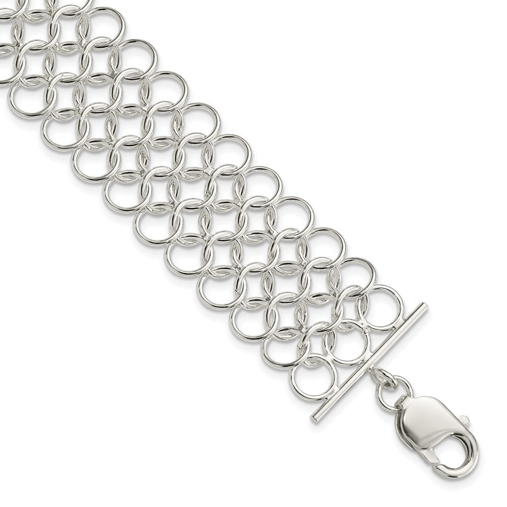 Sterling Silver Polished Solid Multi-Link Chain Mail Bracelet