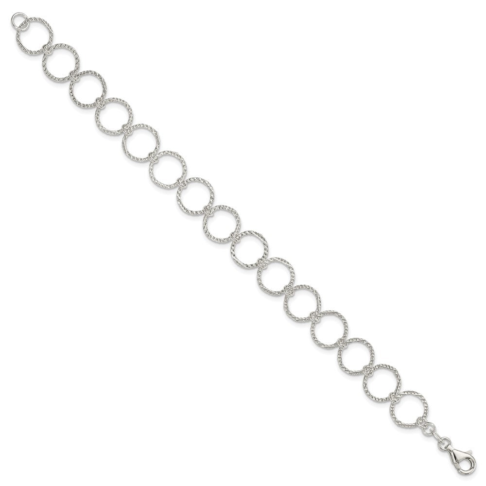 Sterling Silver Polished Fancy Circle Bracelet