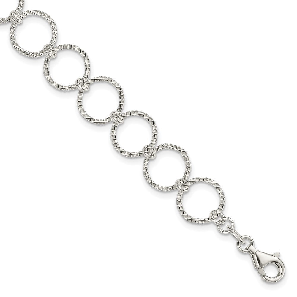 Sterling Silver Polished Fancy Circle Bracelet