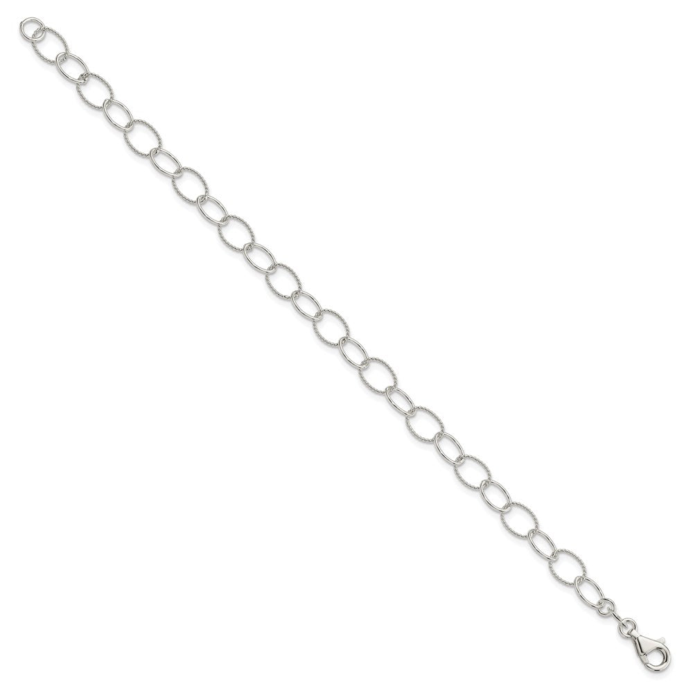 Sterling Silver Solid Fancy Cable Link Bracelet