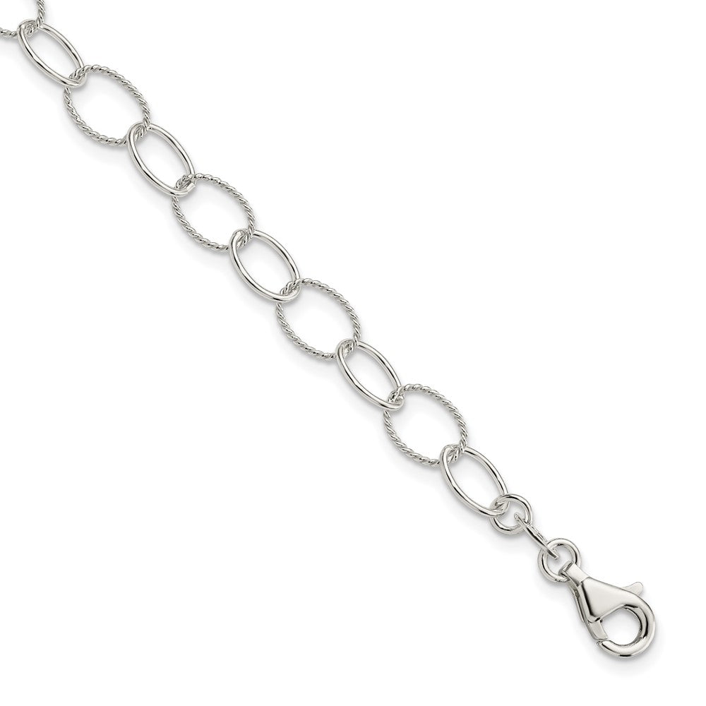 Sterling Silver Solid Fancy Cable Link Bracelet