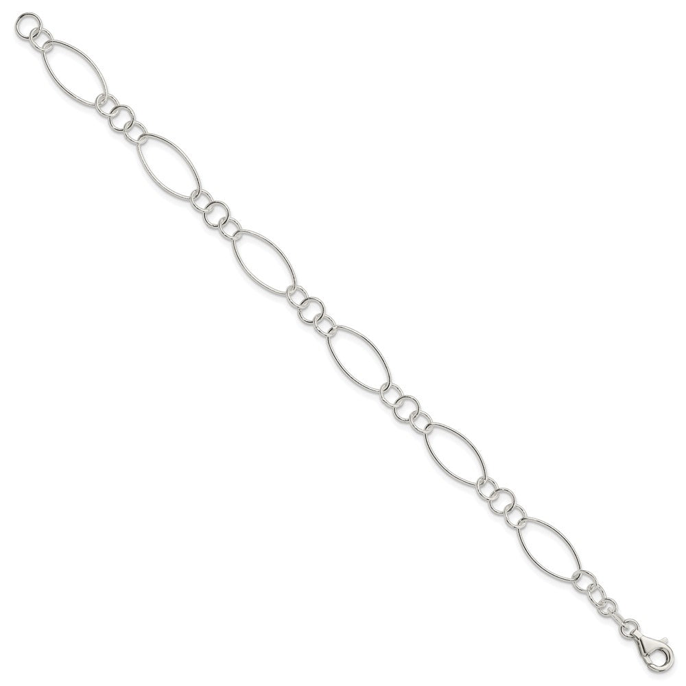 Sterling Silver Polished Fancy Oval and Circle Bracelet