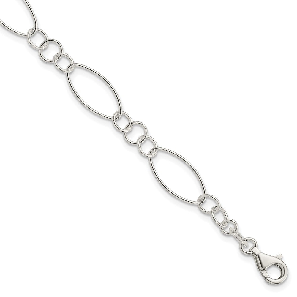 Sterling Silver Polished Fancy Oval and Circle Bracelet