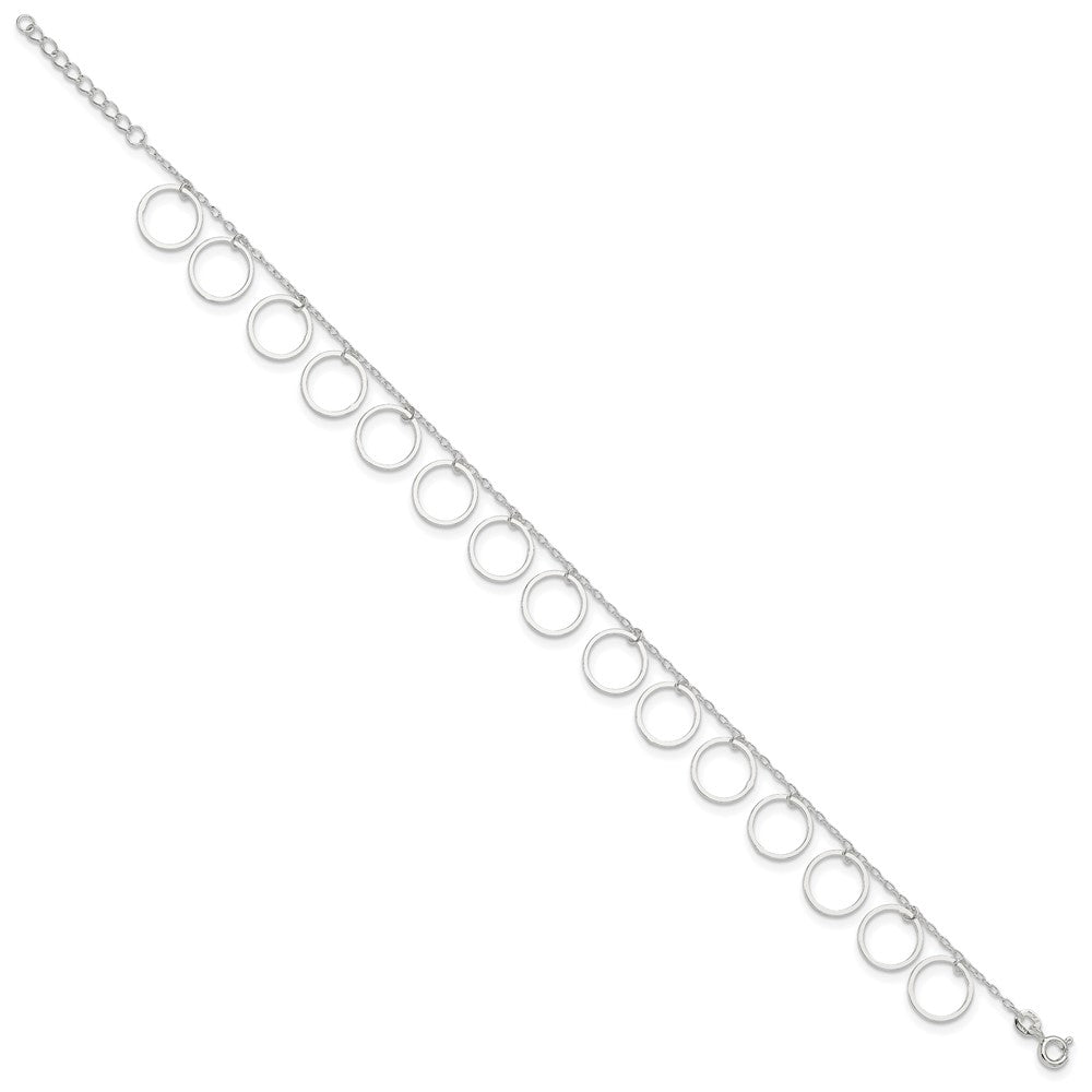 Sterling Silver Dangle Circles Anklet