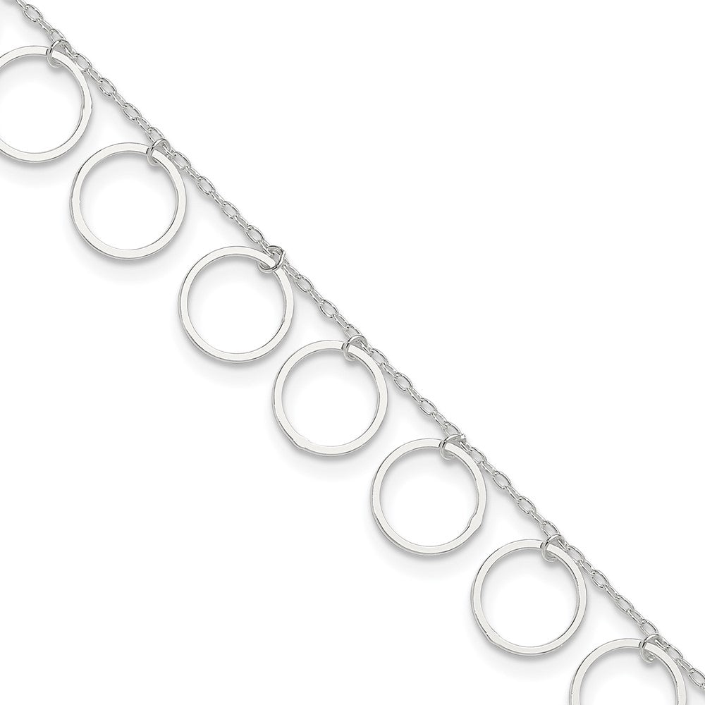 Sterling Silver Dangle Circles Anklet