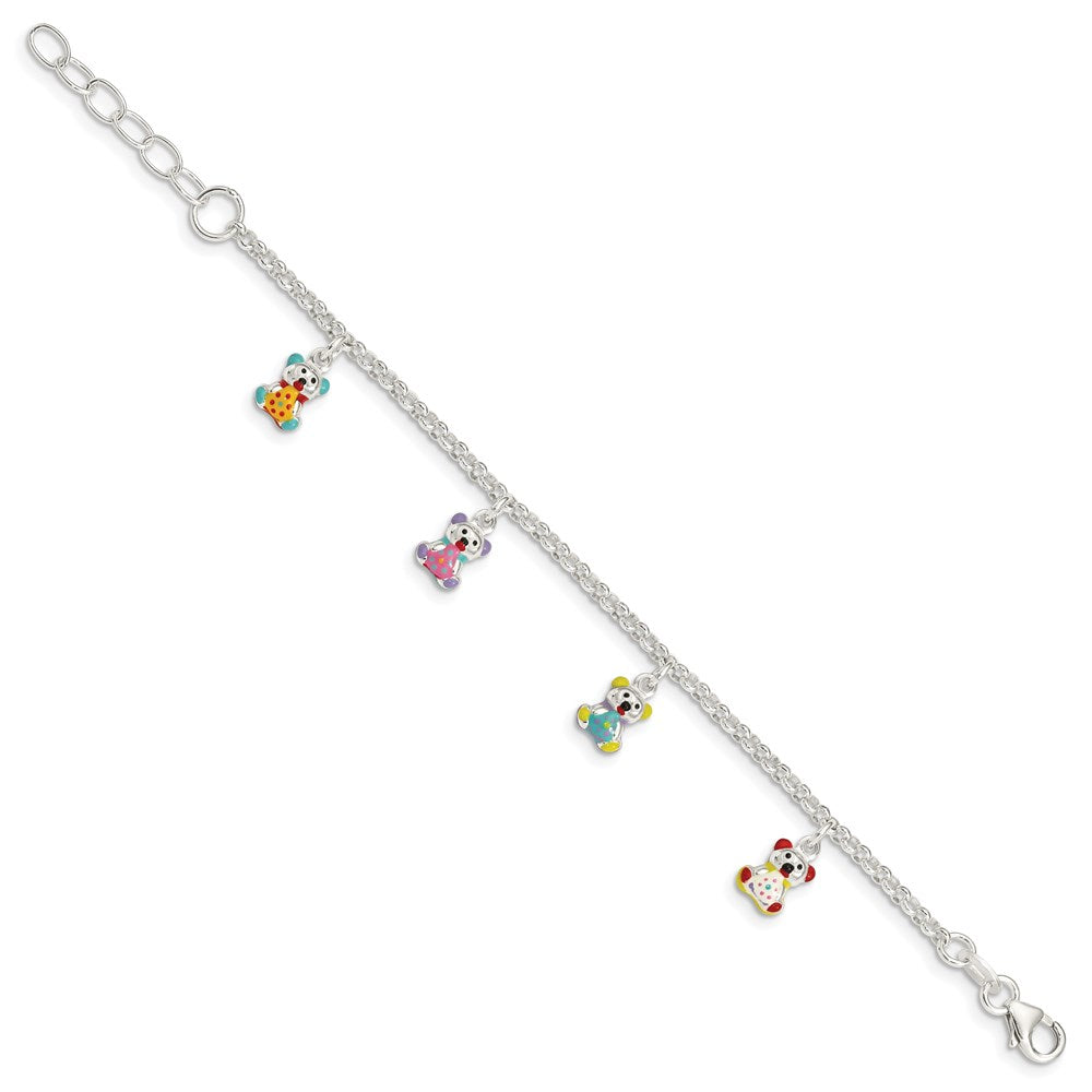 Sterling Silver Multi-color Enameled Bears w/ ext Children's Bracelet