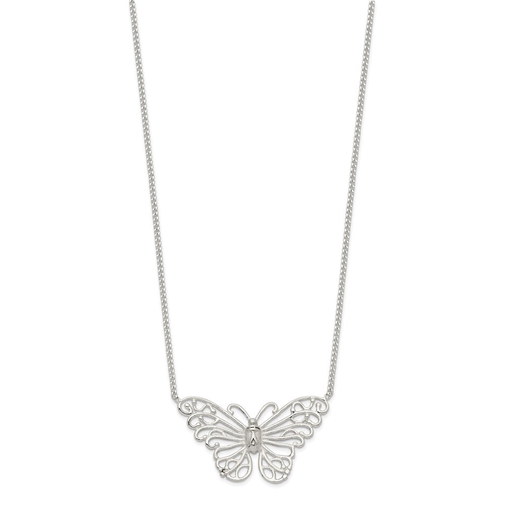 Sterling Silver Polished Butterfly Necklace