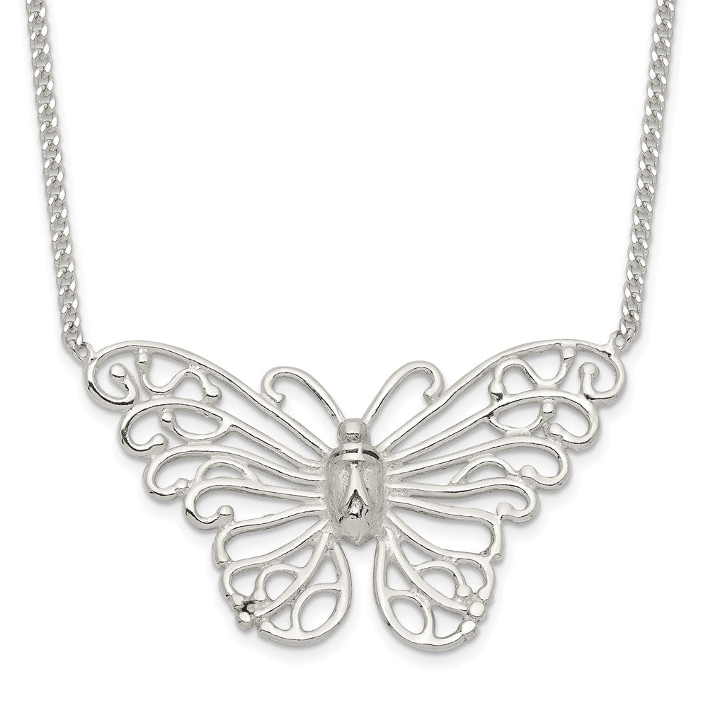 Sterling Silver Polished Butterfly Necklace