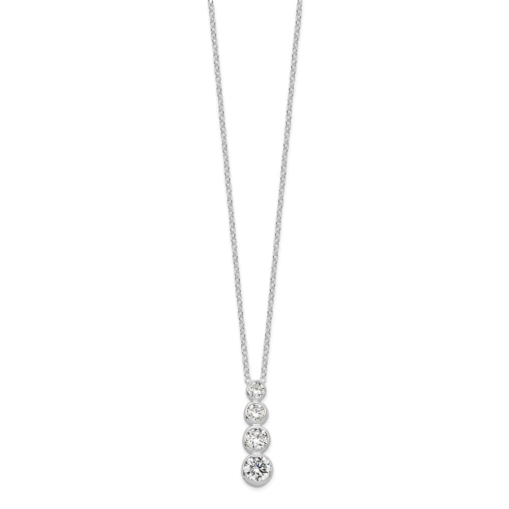 Sterling Silver Rhodium-plated Bezel-set Graduated CZ Journey Necklace