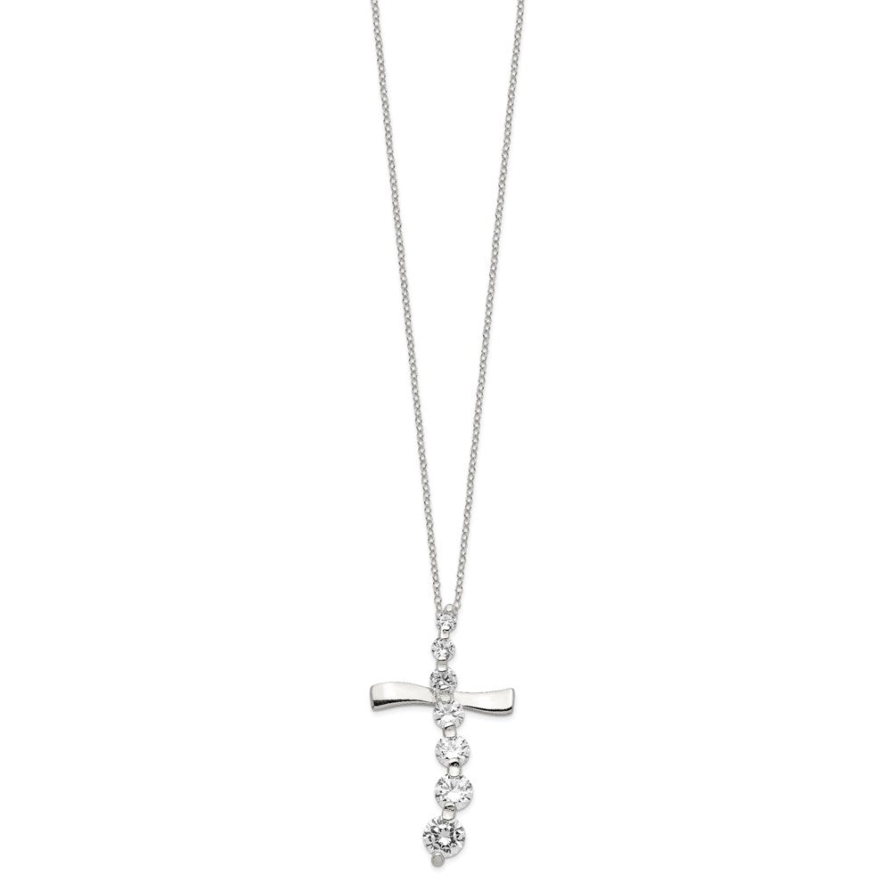 Sterling Silver CZ Cross Journey Necklace