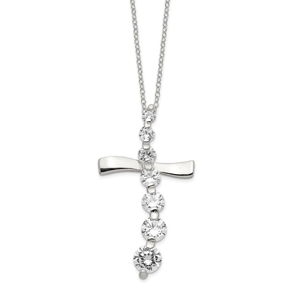 Sterling Silver CZ Cross Journey Necklace