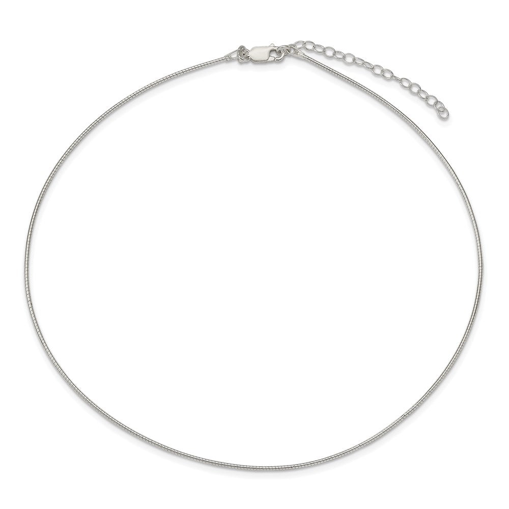 Sterling Silver Polished Neckwire with Extension Necklace