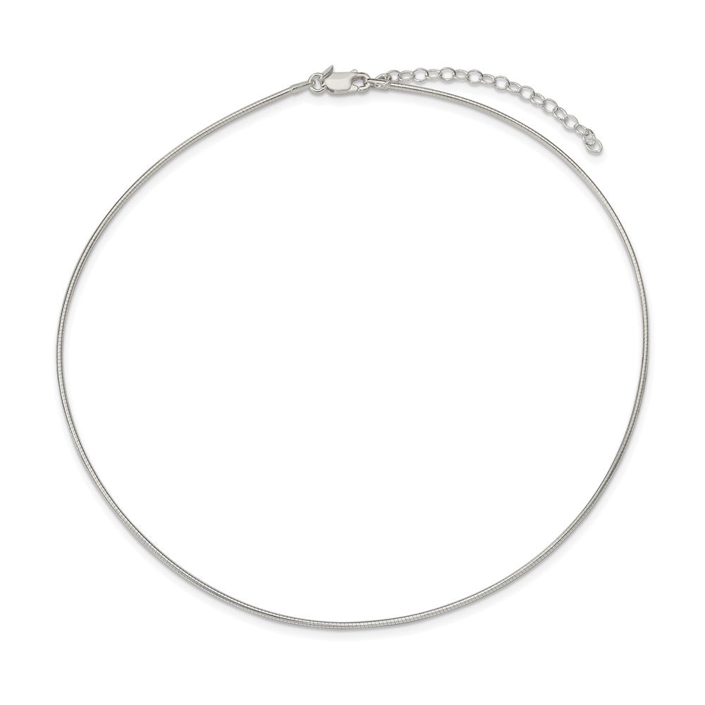 Sterling Silver Polished Neckwire with Extension Necklace