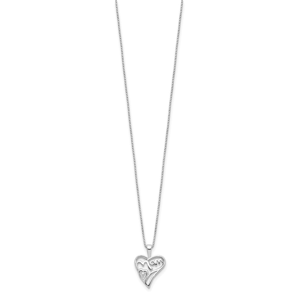 Sterling Silver Rhodium-plated Diamond Mom Necklace