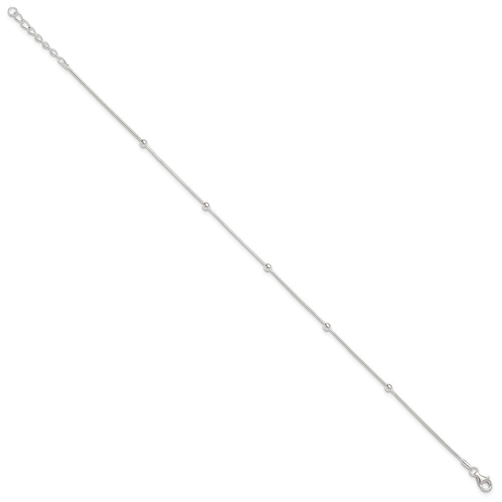 Sterling Silver Plus ext Polished Anklet