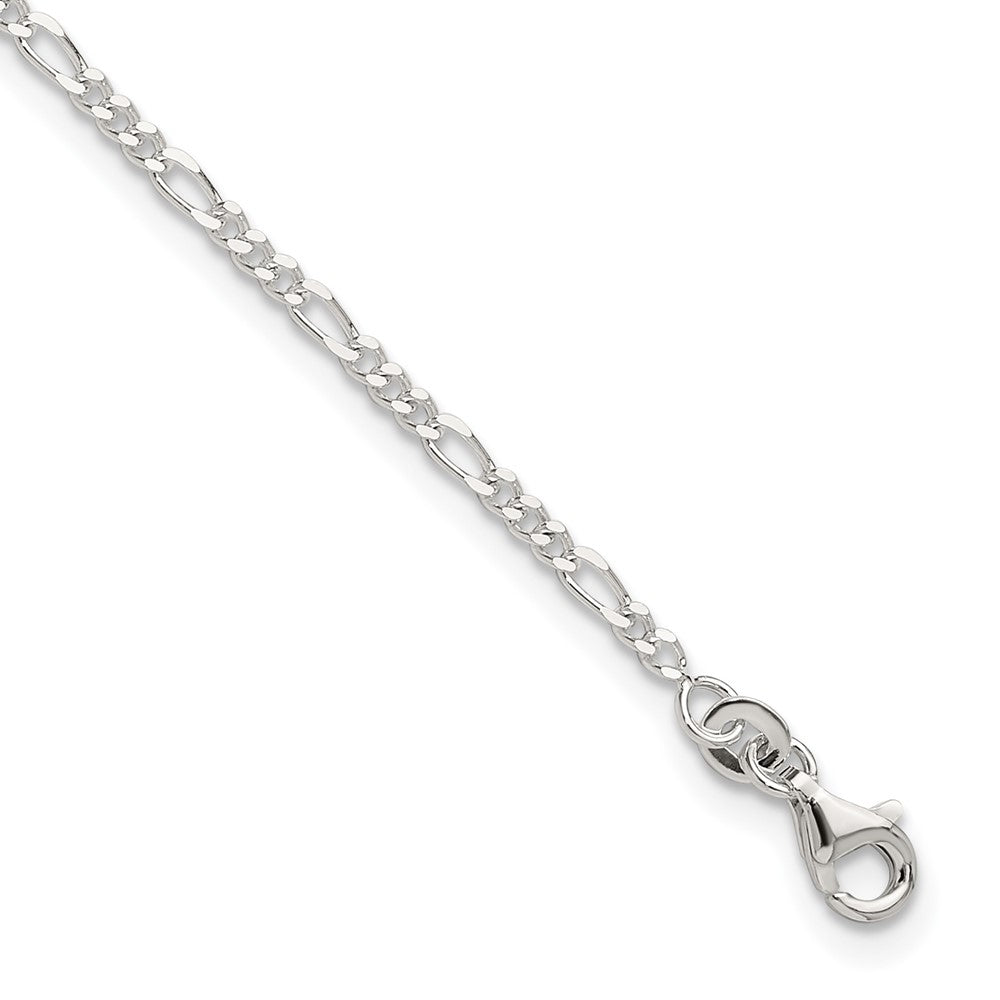 Sterling Silver D/C Polished Figaro Plus ext. Anklet