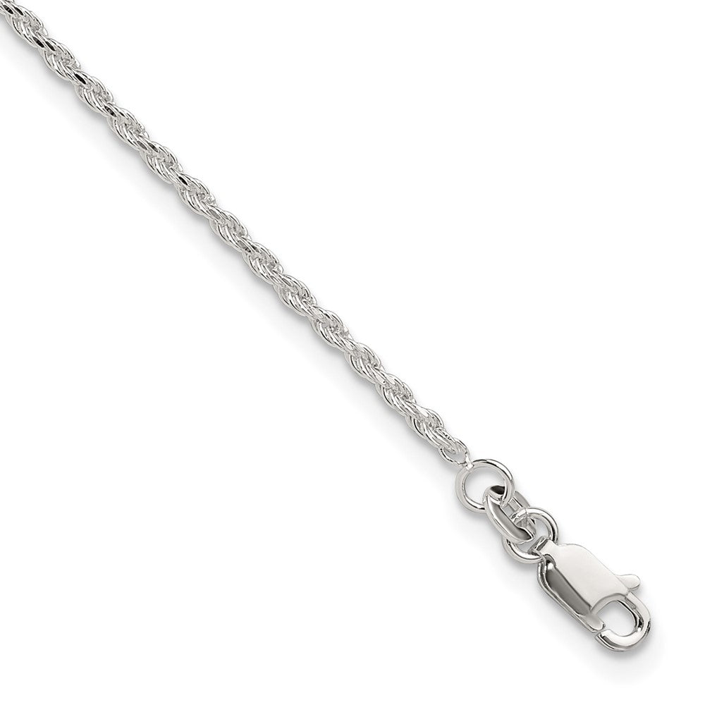 Sterling Silver Adjustable Diamond-Cut Rope Plus ext. Anklet