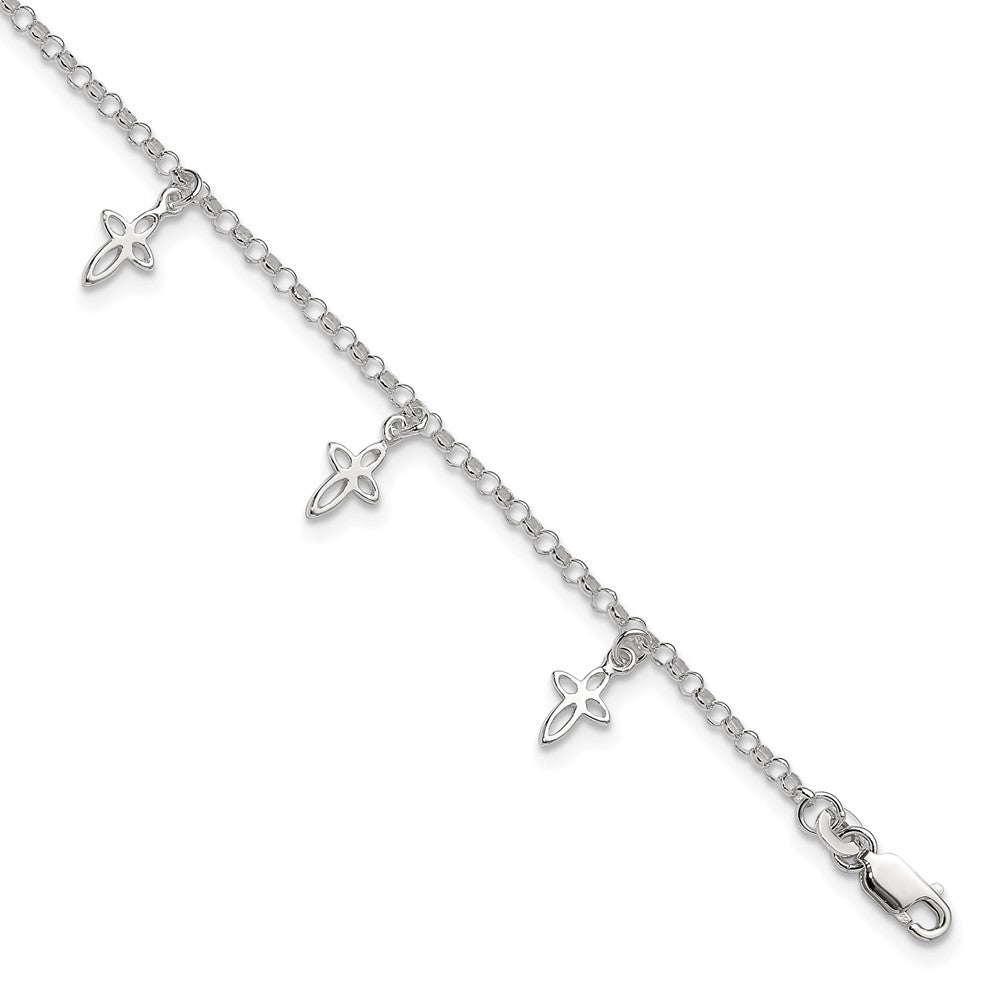 Sterling Silver Cross Anklet