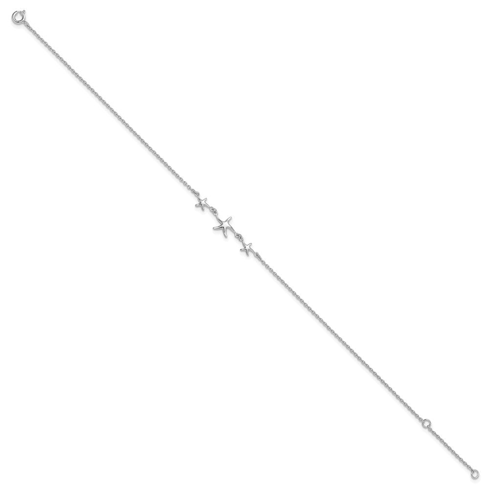 Sterling Silver Rhodium-plated Starfish Plus Extender - Total Anklet