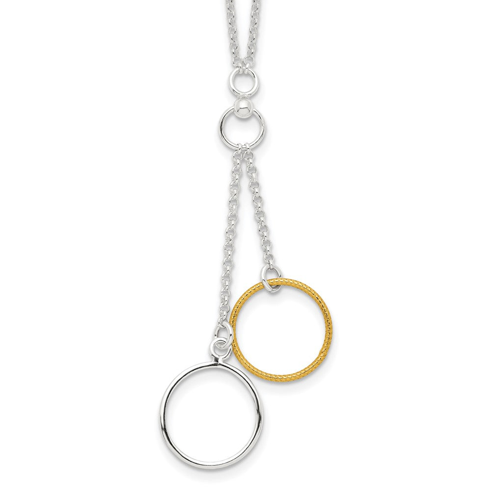 Sterling Silver and Vermeil Polished Fancy Circle Drop Necklace