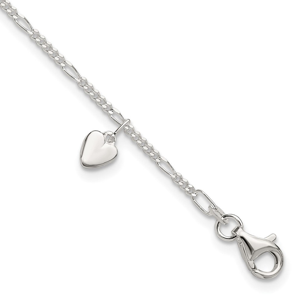 Sterling Silver Heart Dangle Anklet