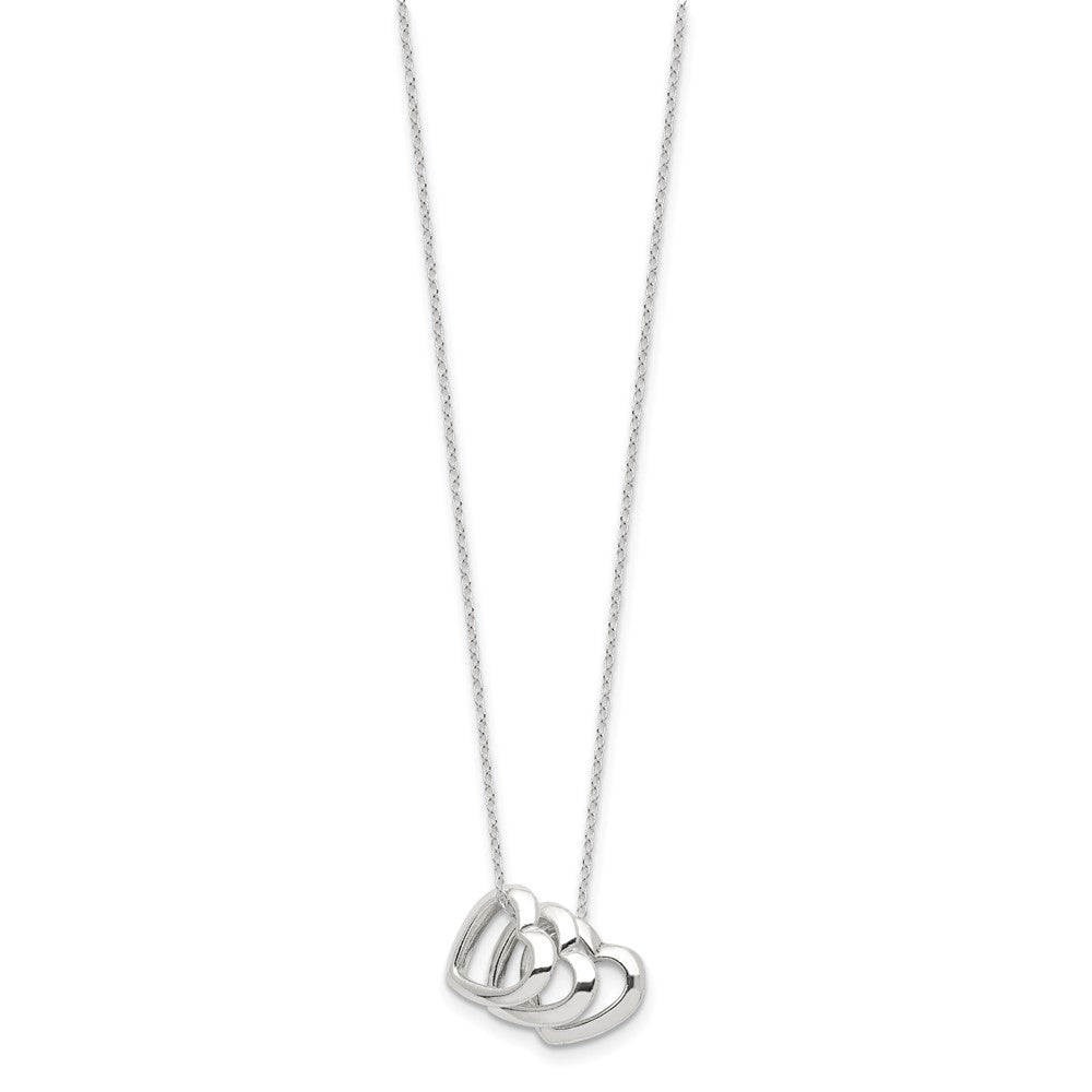 Sterling Silver Polished Fancy 3- Heart Necklace