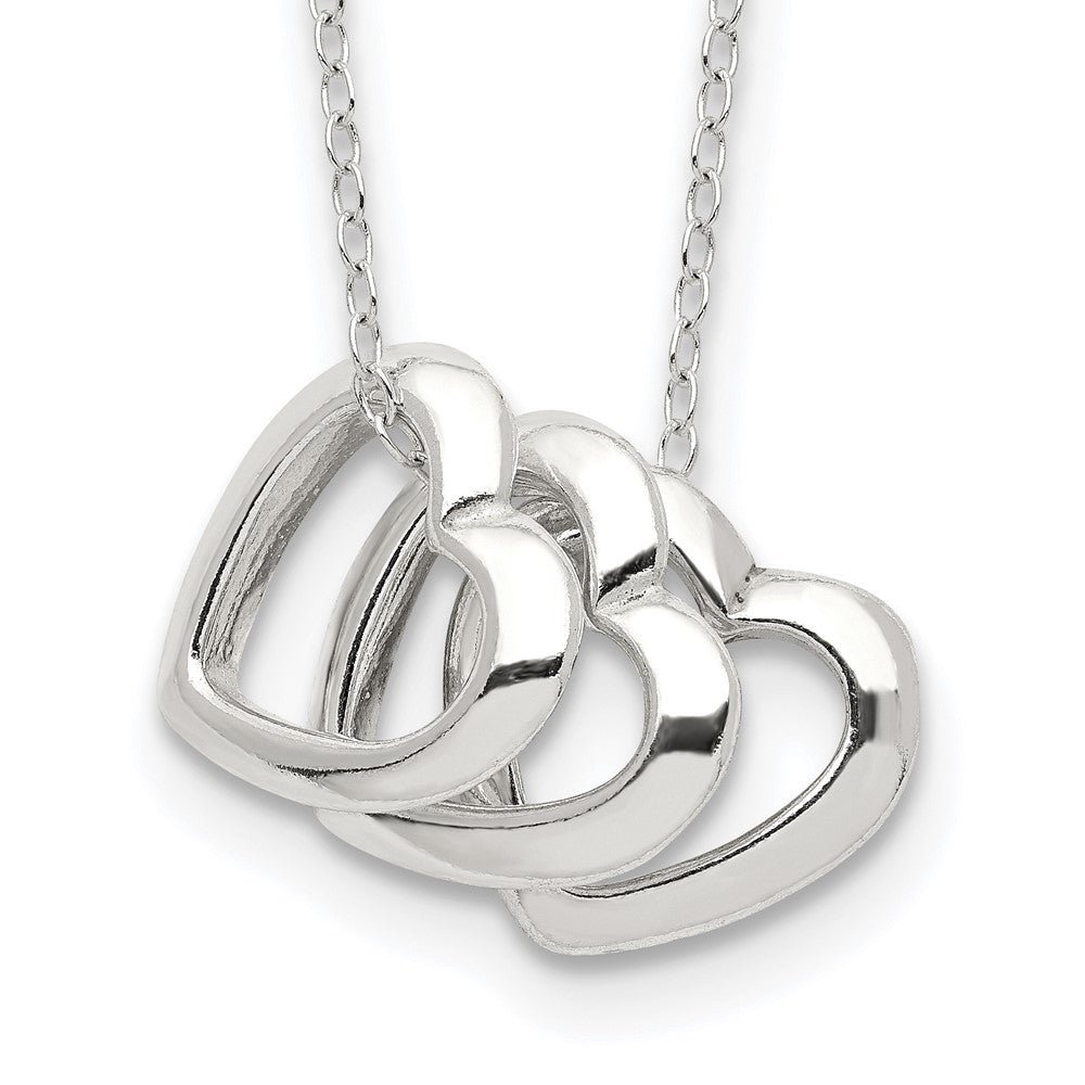 Sterling Silver Polished Fancy 3- Heart Necklace