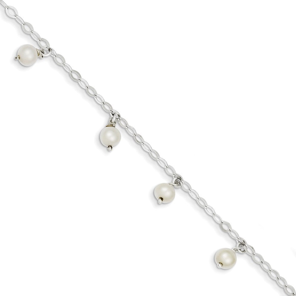 Sterling Silver White Semi-round FWC Pearl Bracelet