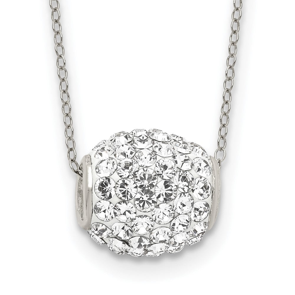 Sterling Silver Rhod-plated White Stellux Crystal Ball Necklace