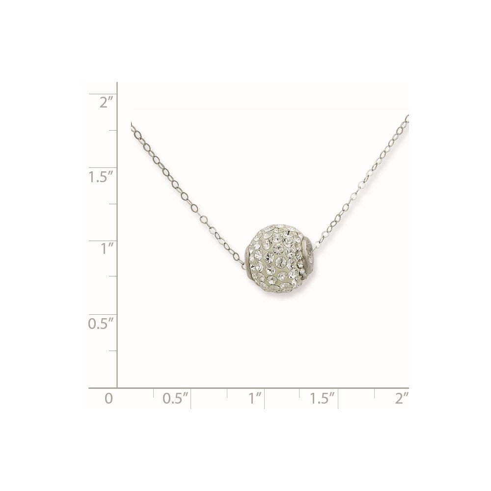 Sterling Silver Rhod-plated White Stellux Crystal Ball Necklace