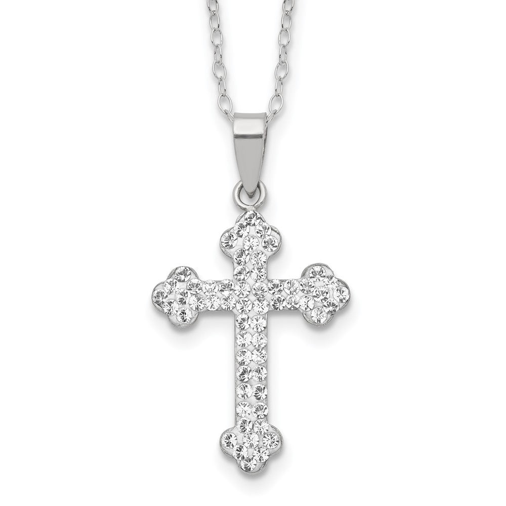 Sterling Silver Rhodium-plated Stellux Crystal Cross Necklace