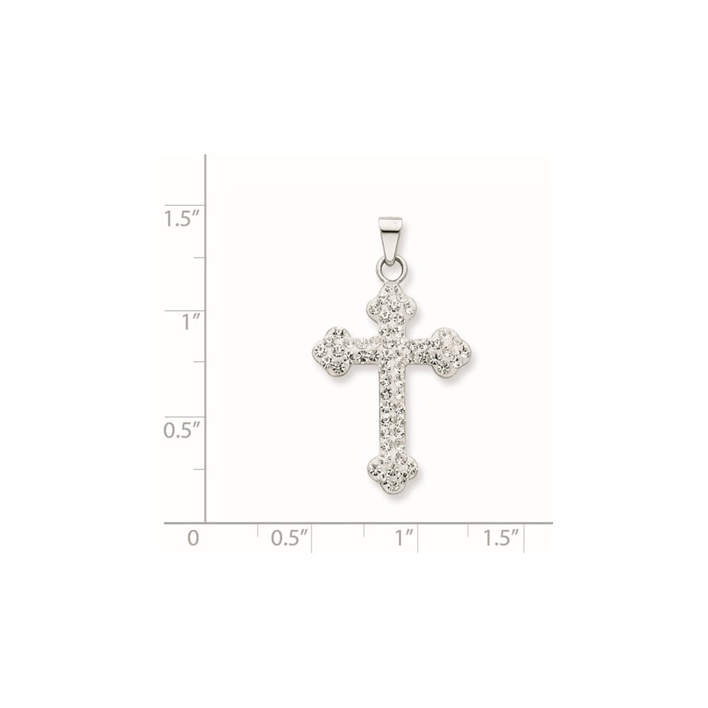 Sterling Silver Rhodium-plated Stellux Crystal Cross Necklace