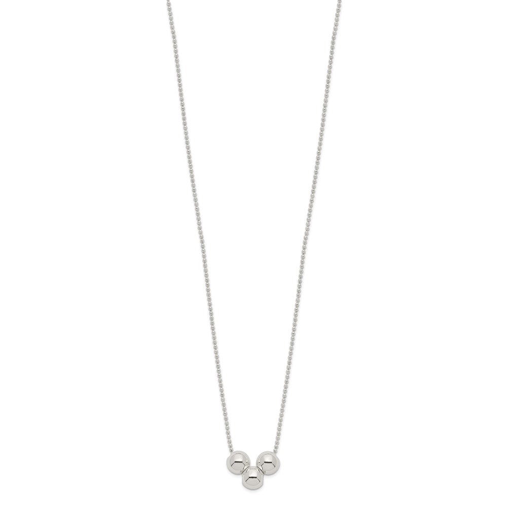 Sterling Silver Polished 3 Bead Necklace