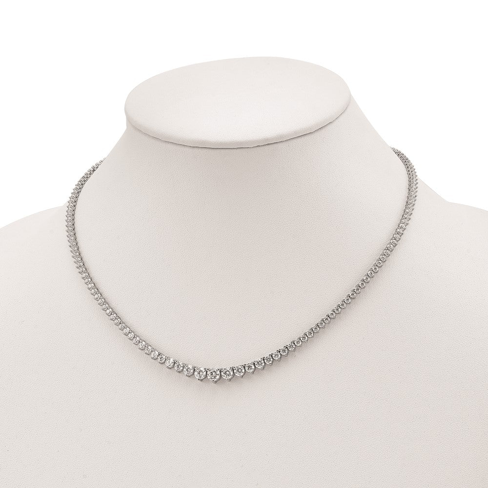 Sterling Shimmer Sterling Silver Rhodium-plated 157 Stone Graduated CZ Necklace