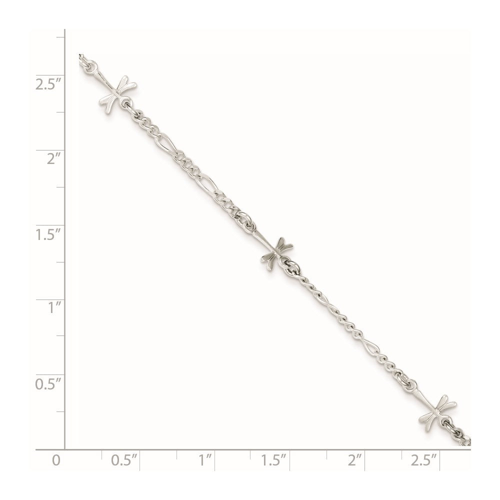 Sterling Silver Dragonflies Plus Extender - Total Anklet