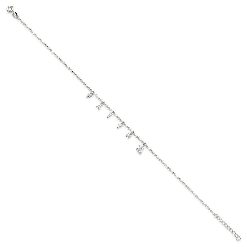 Sterling Silver FAITH Plus Ext. Anklet