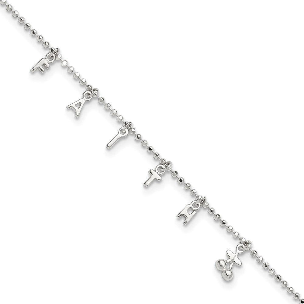 Sterling Silver FAITH Plus Ext. Anklet