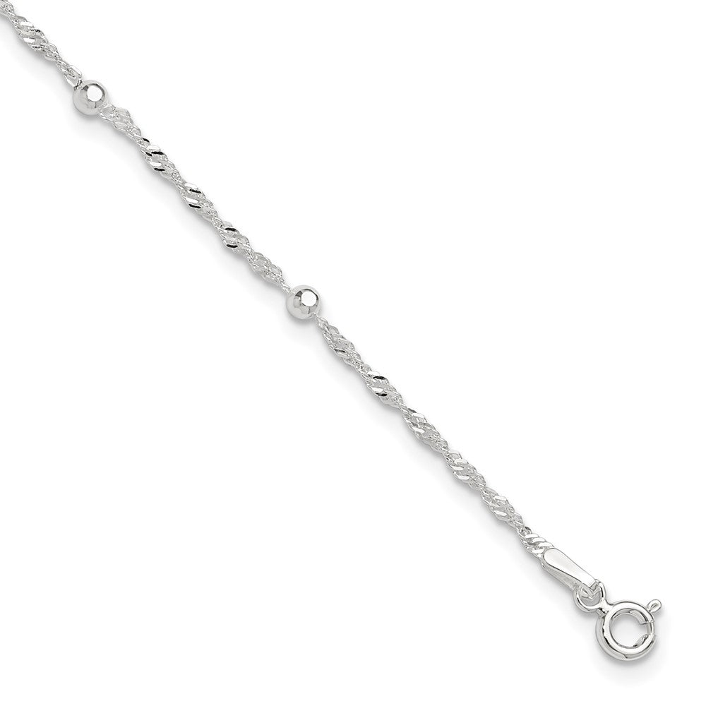 Sterling Silver Bead 7-Station Plus Extender - Total Anklet